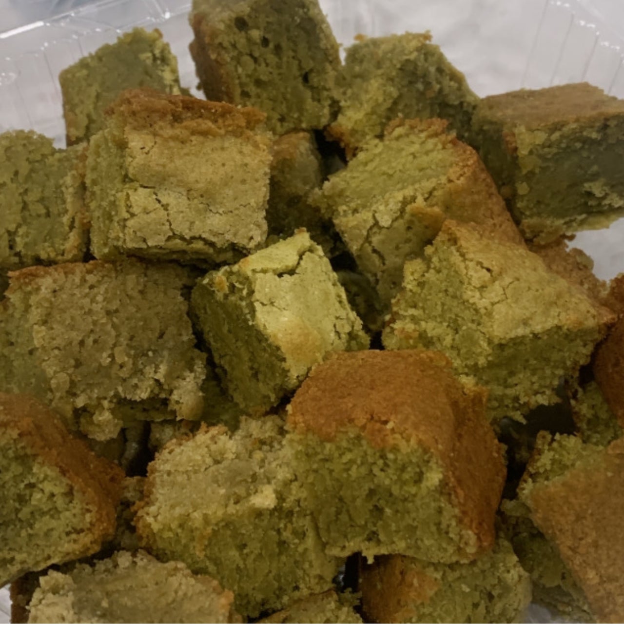 Assorted cake bites on a tray